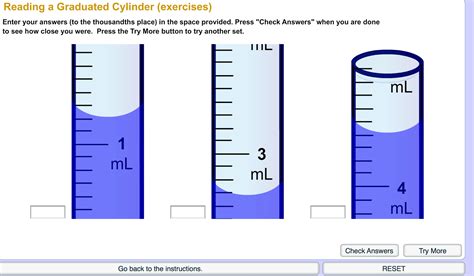 reading volume of liquid in a graduated cylinder worksheet